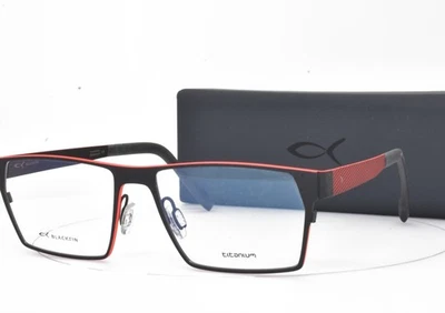 Blackfin Eyeglasses Black Red Square Titanium 55-16-145 963 1469 - Image 1 of 4