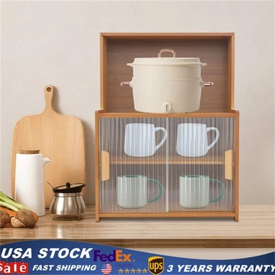 Armario despensa de cocina pequeño armario de almacenamiento armario con puertas correderas de vidrio Foto 1 de 4