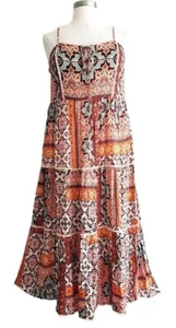 Plus Size Aztec Vintage Boho Crochet Lace Trim Cami Maxi Dress Gypsy Sundress 2X - Picture 1 of 7