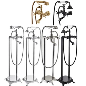 Freistehende Wasserhahn Badewanne Bodenmontage Wannenfüller mit Handbrause Telefonform - Bild 1 von 56