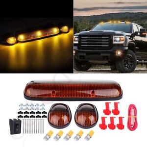 for Chevy Silverado/GMC Sierra 3x Amber Cab Roof Marker Lights + T10 Amber LED