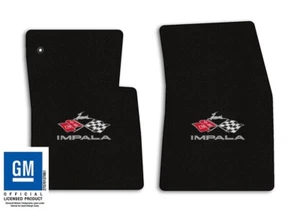 1963-1964 Chevrolet Impala - Black Classic Loop Carpet Floor Mats - Flags Logo - Foto 1 di 12
