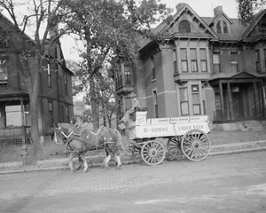 Lager Beer Wagon Pulled by 6 Horses Vintage 8x10 Reprint Of Old Photo 1 - Picture 1 of 1