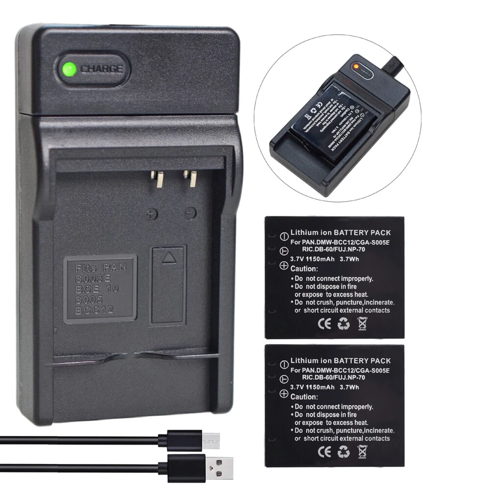 2x Li-ion DB-65 Battery + USB Charger for RICOH GR II GX100 GX200 WG-M1 GRII GR - Image 1 of 4
