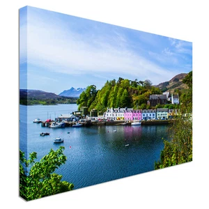 Portree town on Isle Of Skye Canvas Wall Art Picture Print - Picture 1 of 1