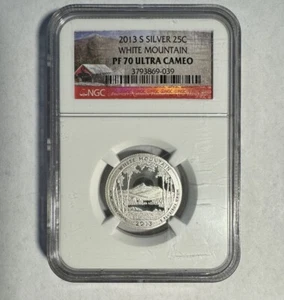 2013-S 25c Silver White Mountain NP Quarter NGC PF70 Ultra Cameo - Picture 1 of 2
