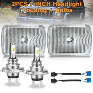 For 1982-1987 Pontiac T1000 7" inch Square Headlight Housing + LED High/Low Bulb - Picture 1 of 12