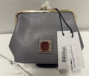Dooney & Bourke Saffiano Leather Large Framed Purse-Kiss Lock New *Smoke Grey* - Picture 1 of 9