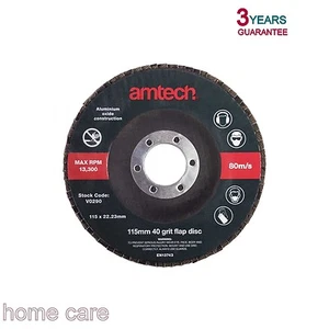 115mm 80/60/40 Grit AM-TECH Aluminium Oxide Flap Discs, 4 1/2" Angle Grinder - Picture 1 of 8