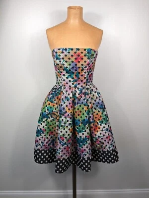 Mini Vestido Anthropologie Corey Lynn Calter Lunares Floral Colorido Pinup Talla 0 Foto 1 de 4