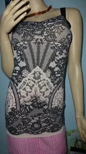 ❤️1x Marc Cain Shirt ärmellos 38 M 40 N 4 beige schwarz Strech Blazer Top Spitze - Bild 1 von 10