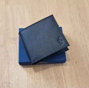 Nuevo Polo Ralph Lauren Negro Guijarro Cuero Genuino Cartera Para Hombre - Regalo Ideal - Imagen 1 de 10
