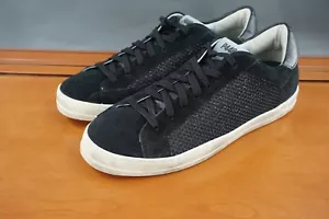 P448 John Herren 43/10,5 Schuhe Schwarz Wildleder Schnürschuhe Niedrig Mode Turnschuhe - Bild 1 von 10
