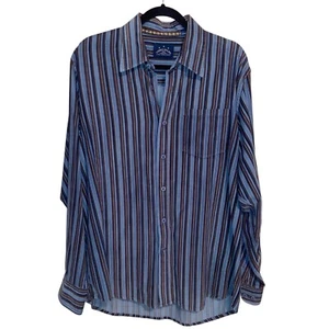 Tommy Bahama Shirt Mens Large Corduroy Preppy  Casual Retro Blue Striped Button - Picture 1 of 14