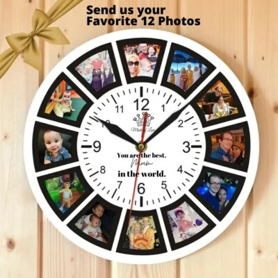 38cm Custom Photo Collage Clock Gift for Mother Wall Clock with Picture for Wife - Image 1 of 4