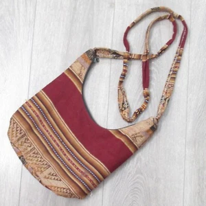 Southwestern Hobo Handbag Women Striped Fabric Lined Purse Crossbody Bag - Foto 1 di 12