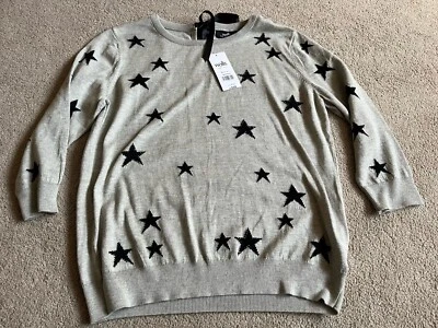 Wallis Womens Grey Jumper Size 14 - Star Pattern BNWT - Image 1 of 3