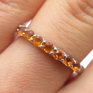 CHUCK CLEMENCY 925 Sterling Silver Real Fire Opal Half Eternity Ring Size 7 - Picture 1 of 9