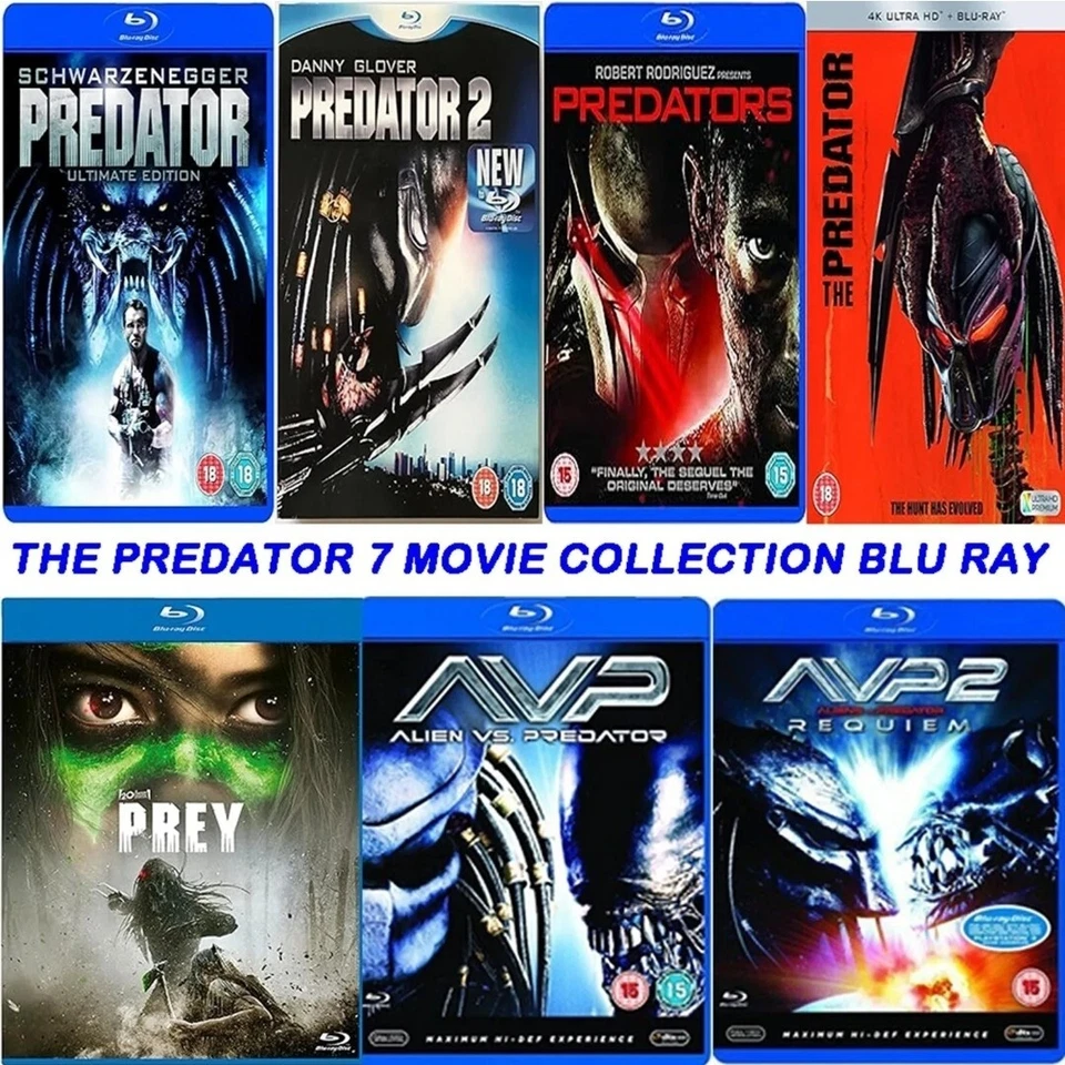 THE PREDATOR 7 MOVIE COLLECTION BLU RAY Part 1 2 3 4 5 6 7 Brand New Films UK R2 - Image 1 of 1