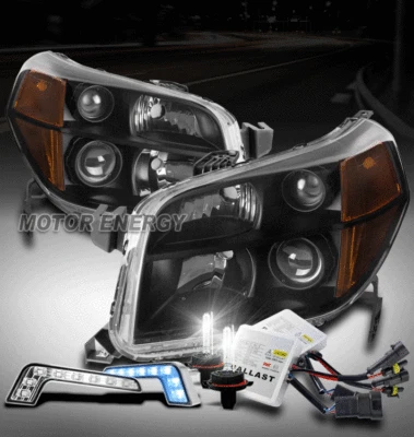 FOR 06-08 HONDA PILOT PROJECTOR BLACK HEADLIGHTS LAMPS W/BLUE DRL LED+6K HID KIT - Bild 1 von 4