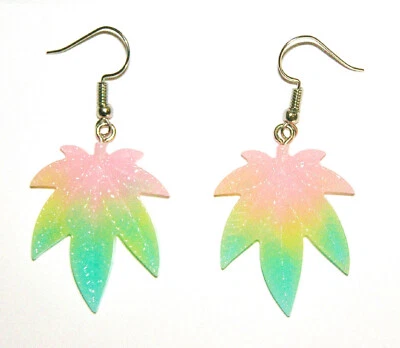 Pendientes de cannabis con hoja de hierba de marihuana en maceta, gota/colgante, ombre, súper geniales Foto 1 de 4