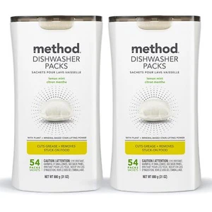 54 Count Dishwasher Detergent Packs Plant Based Stain Lifting Power 2 Tubs - Picture 1 of 7