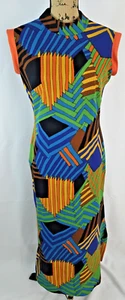 Vestido maxi recto estampado geométrico vintage Paul of California para mujer pequeño - mediano - Imagen 1 de 8