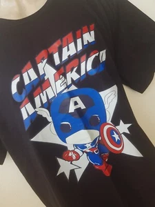 Marvels Captain America Graphic Black T-shirt Top Women's Size XXL New Tags - Foto 1 di 5