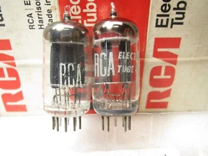 PAIR 12AU7 ECC82 RCA  BLACK  PLATE PLATINUM MATCHED PAIR,NATO specsTV7 tested - Picture 1 of 4