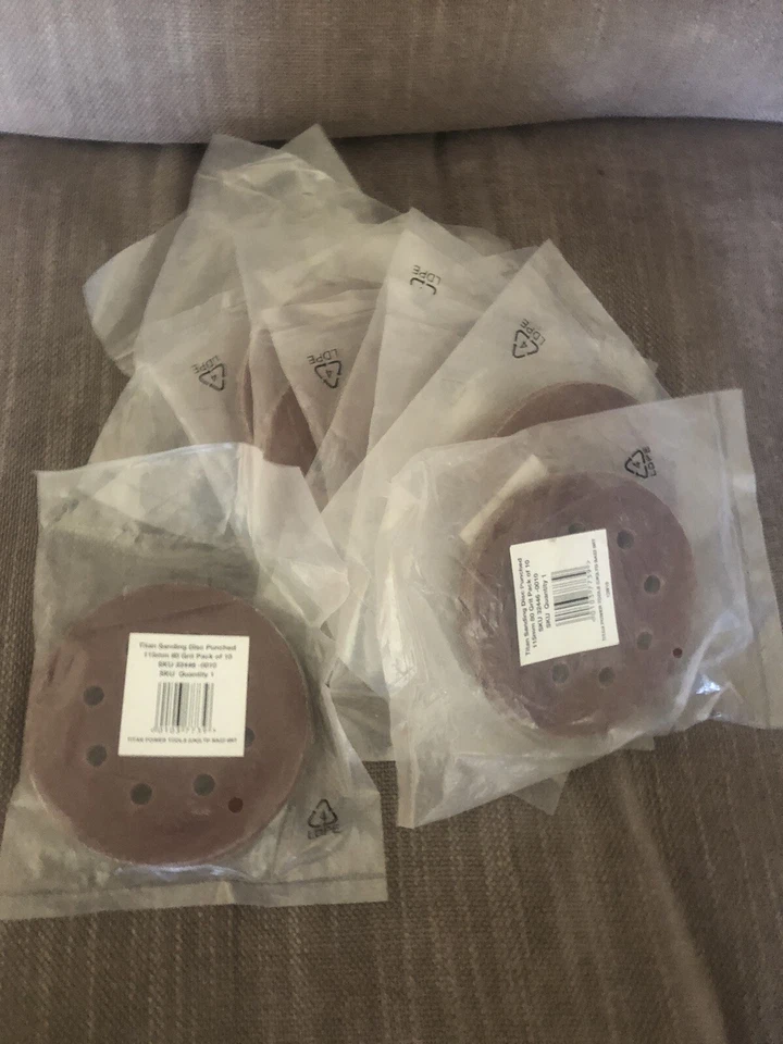 Job Lot Of 10 Packs 100 Disks 115mm 8 Hole Aluminium Oxide Sanding Disks 80 Grit - Image 1 of 3