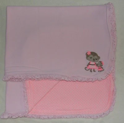 Cobertor Carters Just One You rosa bebê flor laranja mamãe macaco acabamento com babado - Imagem 1 de 4