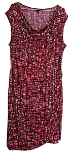 George Fit & Flare Dress Women's 20 XXL Knee Length Red Black White Stretch - Picture 1 of 7