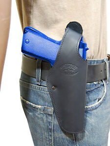 New Barsony Black Leather Belt OWB Holster for Colt Full Size 9mm 40 45