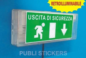 3 TARGHETTE ADESIVE "USCITA DI SICUREZZA" 10x23cm EMERGENZA SEGNALETICA - Picture 1 of 1