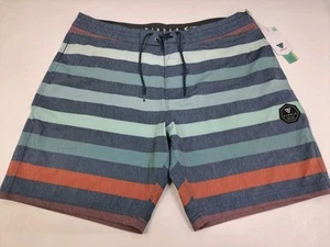 NWT Vissla Men's Muticolored Striped Boardshorts Pockets Size 38/8" #7098 - Picture 1 of 12