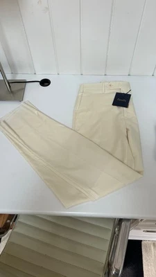 Devon flat front dress pant in creamy yellow. 100 % virgin wool. Size 33/36 - Image 1 of 2