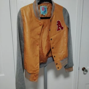 UJ Junior Mustard Yellow Kids Hooded Varsity Jacket Size Small - Picture 1 of 3