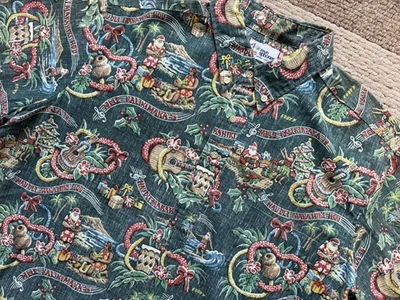 Reyn Spooner 2015 Macys Mele Kalikimaka Hawaiian Christmas Green Pullover XL - Image 1 of 4