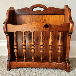 Vintage Brown wood Ethan Allen Magazine / Book Retro Holder Organizer Rack - Picture 1 of 19
