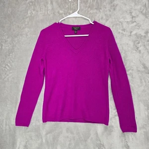 Suéter de lujo Cashmere Charter Club para mujer pequeño cuello en V tejido magenta - Imagen 1 de 7