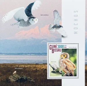 GUINEA BISSAU OWLS STAMP SHEET MNH 2014 SNOWY OWL BIRDS OF PREY WILDLIFE BIRD - Picture 1 of 1