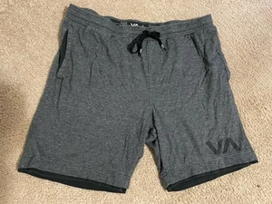 RVCA VA Sport Active Shorts Black Gray 100% Cotton Men’s Size Large - Picture 1 of 7