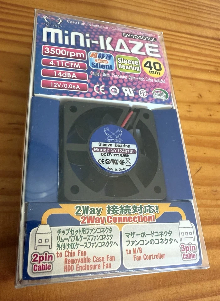 Scythe Mini-Kaze 3500 RPM 40mm Silent Case Fan SY124010L D4.1 - Image 1 of 4