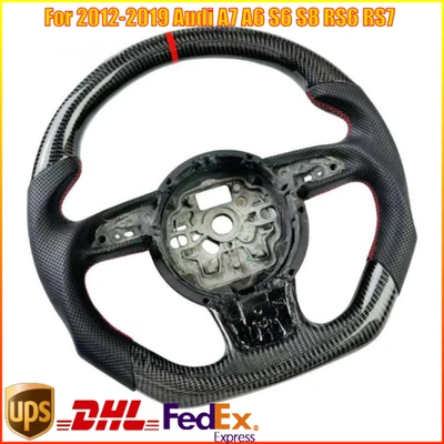  Спортивный руль из настоящего углеродного волокна для Audi A7 A6 S6 S8 RS6 RS7 2012-2019 годов выпуска - Изображение 1 из 4