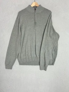 IZOD, Men's Plain Light Grey 1/4 Zip Neck Pullover Jumper, Size XXL - Used - Picture 1 of 8