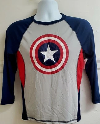 Marvel CAPTAIN AMERICA Shield Shirt  Boys Long Sleeve Graphic Shirt Size Medium - Image 1 of 4