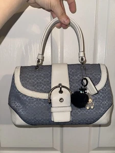 Coach SOHO Vintage Y2k Bag Baby Blue And White Signature Jacquard - Picture 1 of 16