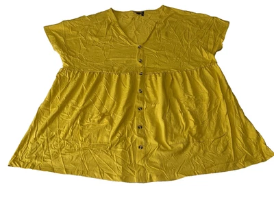 Asos дизайн рубашка платье женщин размер 16 желтый короткий рукав эластичной карманы - Изображение 1 из 4