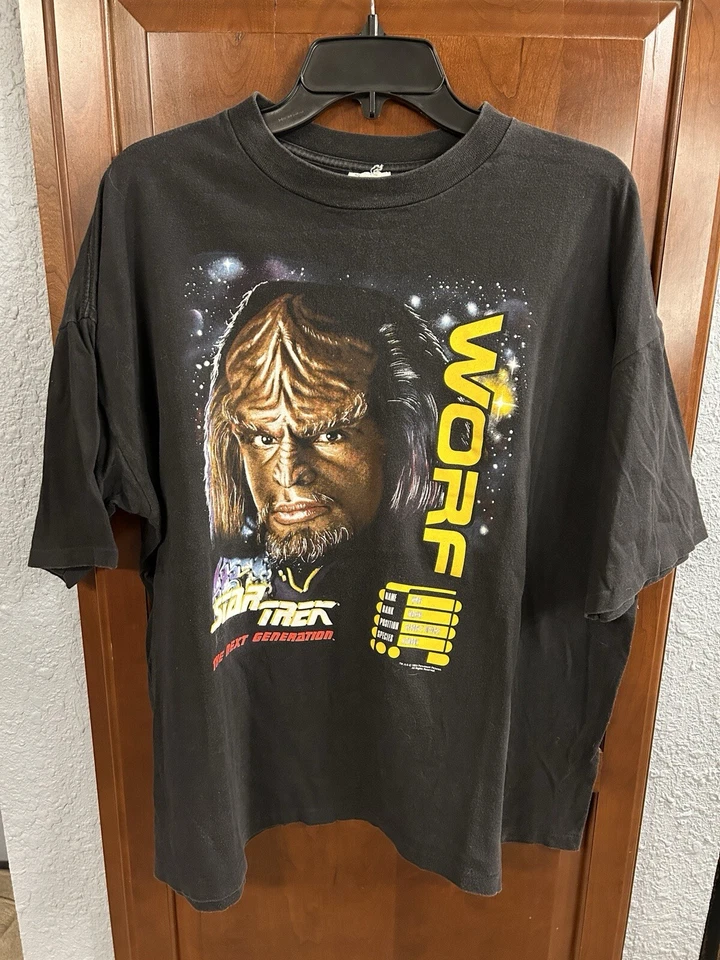 Camiseta vintage 1993 Star Trek The Next Generation Lieutenant Worf extra grande Foto 1 de 4