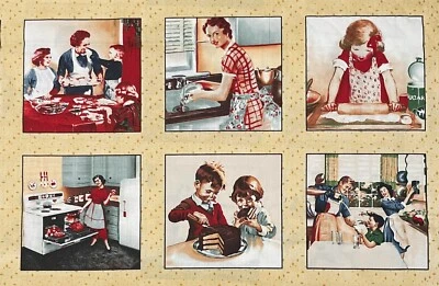 Amy’s Kitchen The Vintage Workshop Red Rooster Fabrics Cotton Fabric Panel 23x44 - Image 1 of 3